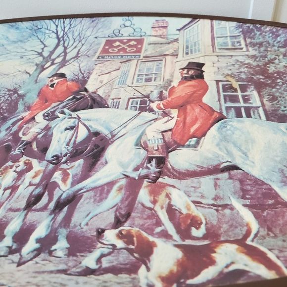 Vintage Antique S.S.Kresge Co. Pioneer Fox Hunt Coaching Cross Keys Tray - Picture 6 of 11